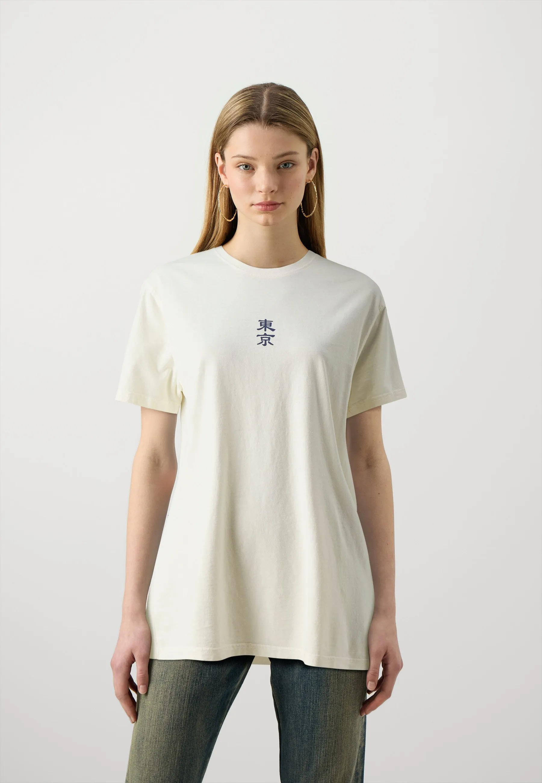 WASHED JAPANES FLOWER IVORY - T-shirt con stampa