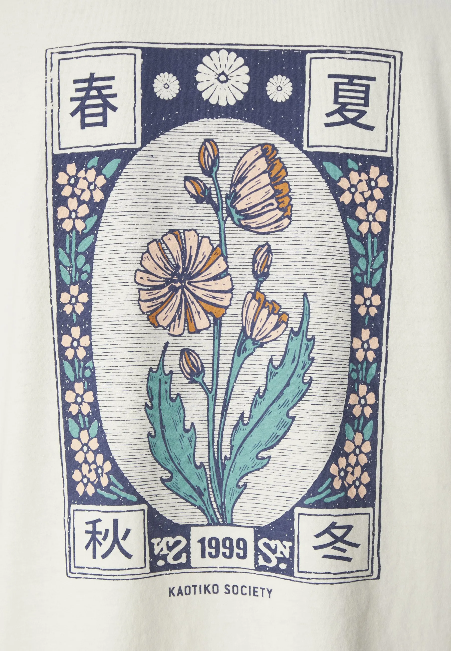 WASHED JAPANES FLOWER IVORY - T-shirt con stampa