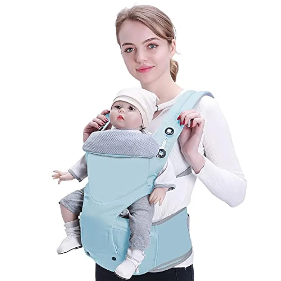 WHSPORT Ergonomico Portantina per Bebè con la Maglia Fredda del Sedile Dell’anca e Cappuccio Cappuccio Marsupio per Bambini (Col