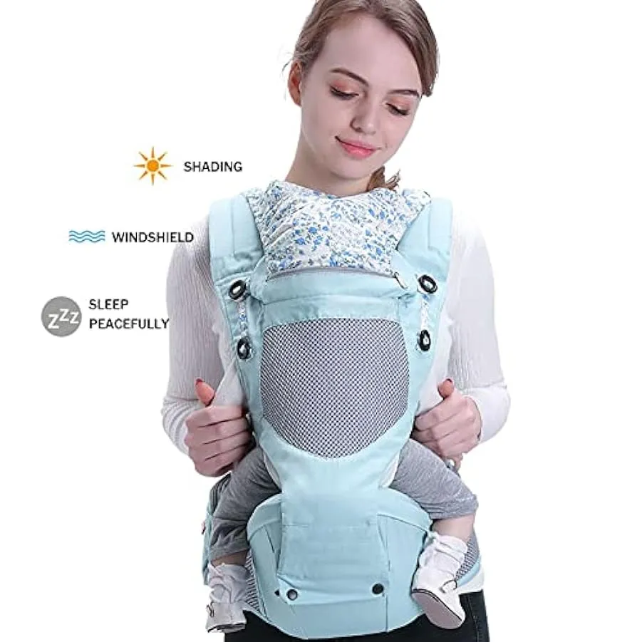 WHSPORT Ergonomico Portantina per Bebè con la Maglia Fredda del Sedile Dell’anca e Cappuccio Cappuccio Marsupio per Bambini (Col