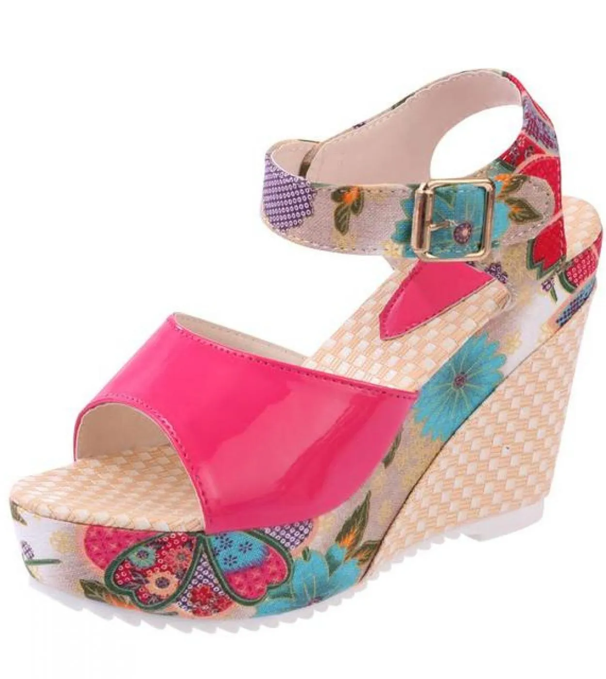 Women Sandals Summer Platform Wedges Casual Shoes Woman Floral Super High Heels Open Toe Slides Slippers Sandalias Zapat