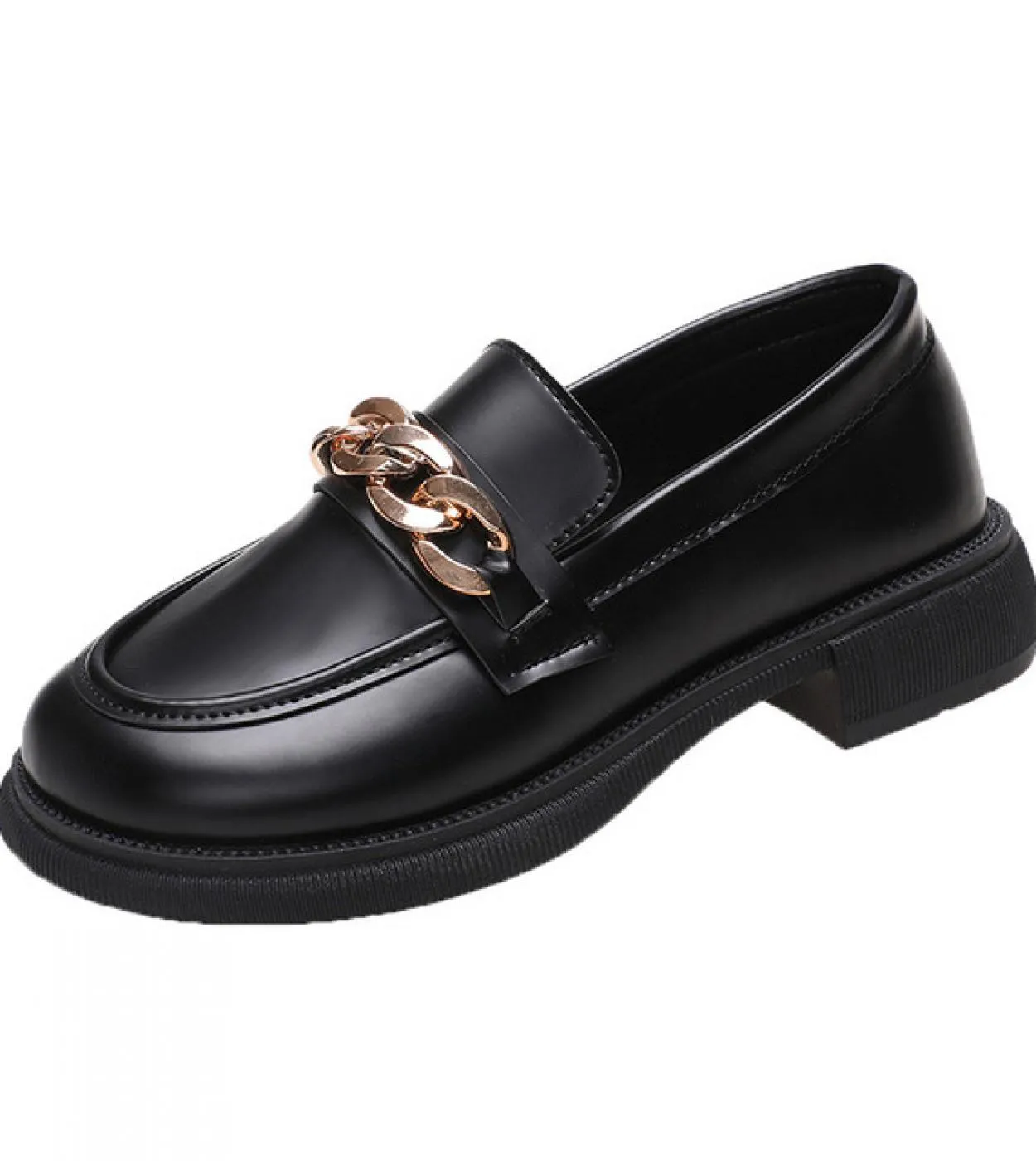 Womens Loafers Plus Size 43 Women Oxford Shoes Black Chain Loafer Slip On Flat Casual Shoes Low Heels Leather Shoes